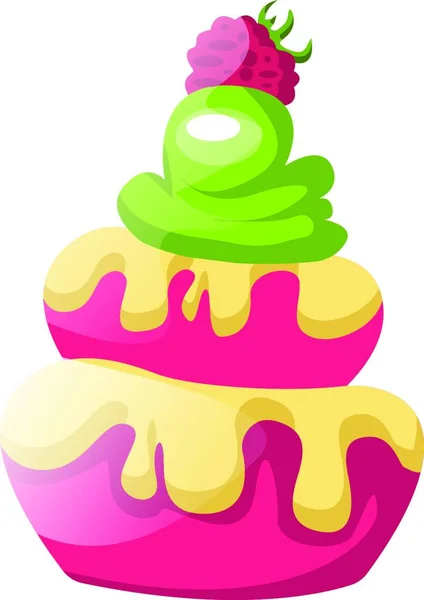Malinové Cupcakes Zeleným Led Ilustrační Vektor Bílém Pozadí — Stockový vektor