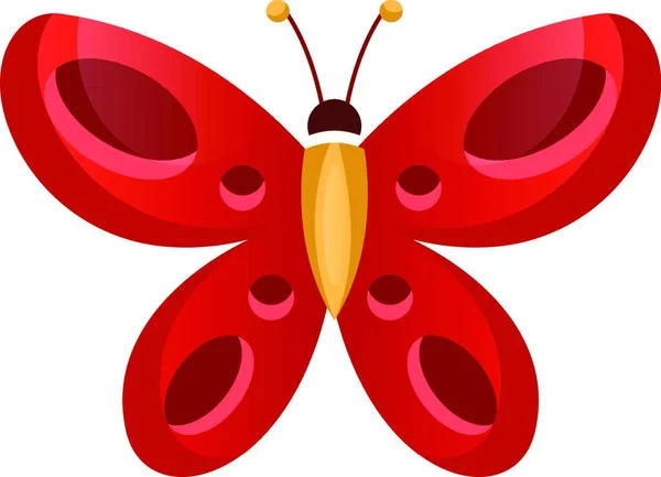 Red Butterfly Vector Illustration White Background — Stock Vector