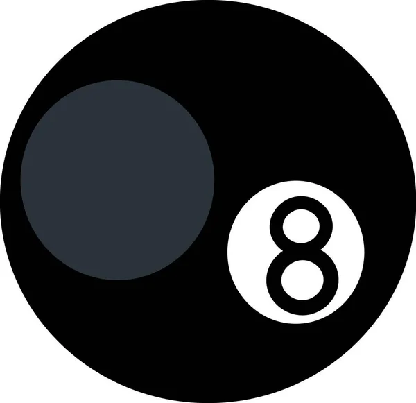 八角球一种黑色圆形台球 其矢量彩绘或插图上有八号 — 图库矢量图片