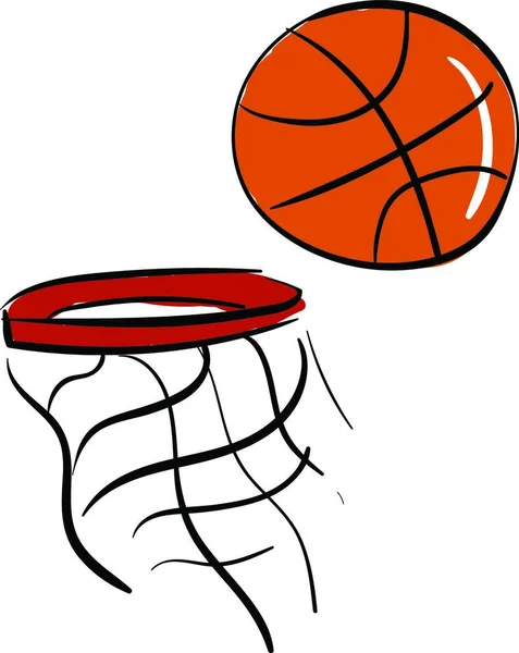 Shot Big Shiny Basketball Get Basket Red Rim Vector Color — Stock Vector