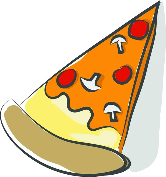 Desenho Uma Fatia Triangular Pizza Com Uma Crosta Grossa Duplo —  Vetores de Stock