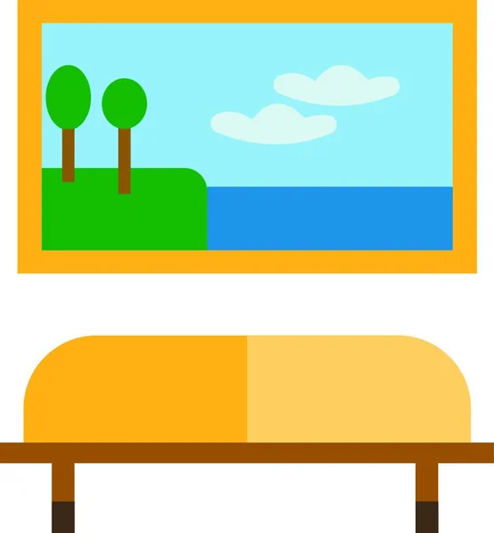 Large Framed Picture Landscape Scenery Hung Wall Living Room Yellow — Stock Vector