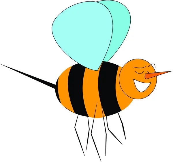 Eine Glückliche Biene Mit Schwarzen Und Gelben Streifen Sechs Beine — Stockvektor