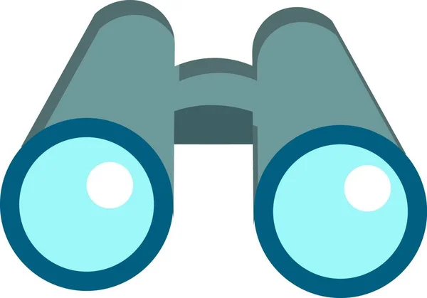 Front View Pair Large Grey Binoculars Light Blue Lens Vector — Stock Vector
