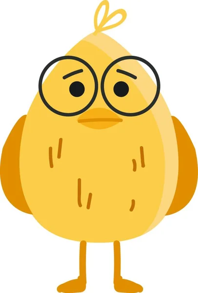 Pássaro Forma Oval Amarelo Usando Óculos Castanhos Com Duas Pernas — Vetor de Stock