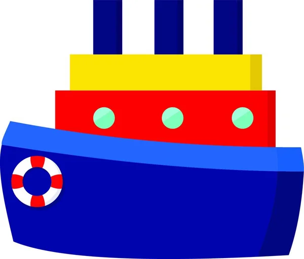 Barco Colores Azul Claro Azul Marino Tiene Tres Chimeneas Azules — Archivo Imágenes Vectoriales