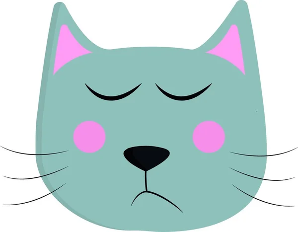 ピンクの耳と頬を持つ灰色の猫は ベクトルカラーの図面やイラストをスリープ状態にしようとして目を閉じています — ストックベクタ