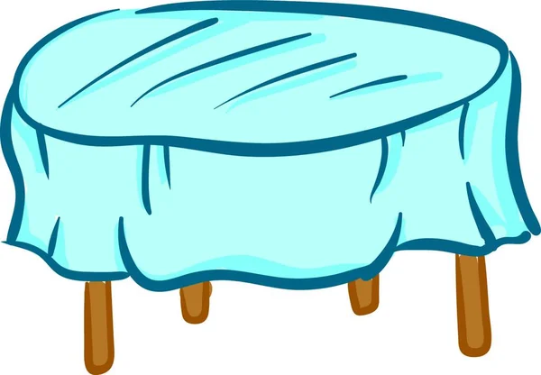 蓝色桌布的褐色桌子 有蓝色桌布和四条可见的桌腿矢量彩绘或插图 — 图库矢量图片