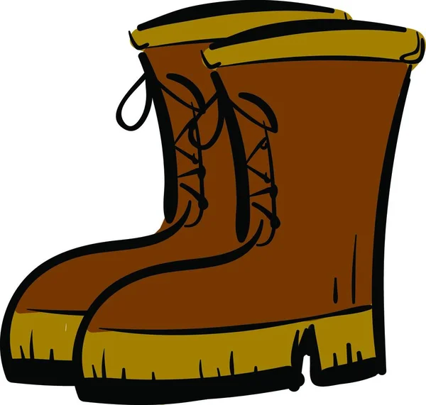 Par Botas Altas Color Marrón Con Cordones Detalle Vectorial Dibujo — Vector de stock