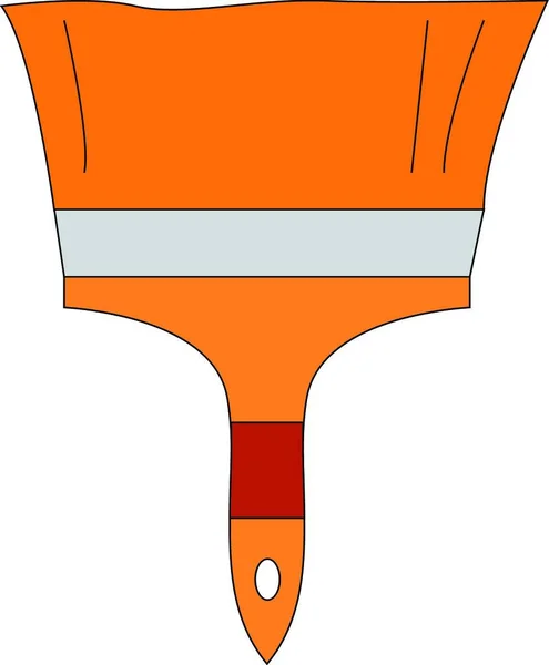 Een Brede Oranje Platte Schilder Borstel Met Een Oranje Handvat — Stockvector
