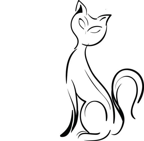 하얀색의 고양이 실루엣 똑바로 삽화를 향하고 — 스톡 벡터