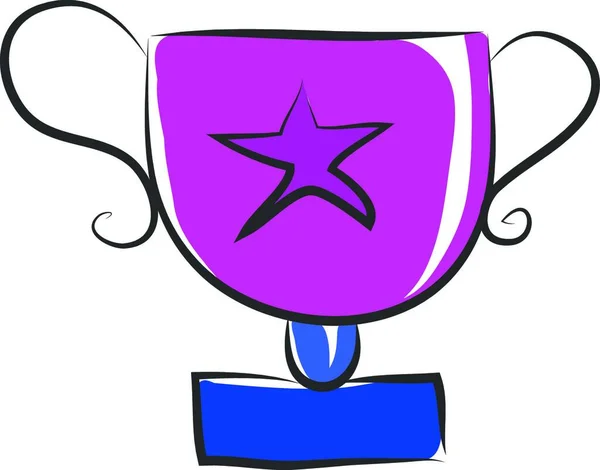 Trofeo Niño Morado Con Una Estrella Centro Soporte Azul Dos — Vector de stock