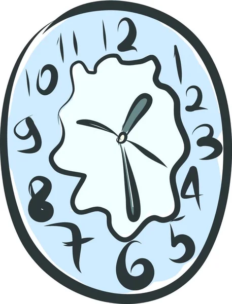 一种闹钟 顶部有两个按钮 显示8点钟方向 并附有笑脸矢量彩绘图或图解 — 图库矢量图片