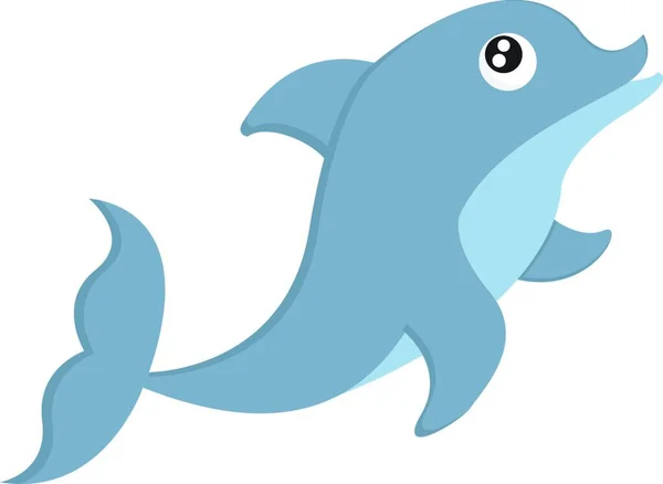 Ein Großer Blauer Delfin Mit Großen Augen Schwimmt Ozean Vektor — Stockvektor
