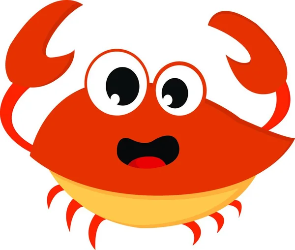 Orange Crab Two Tentacles Six Legs Surprised Look Face Vector — Stock Vector
