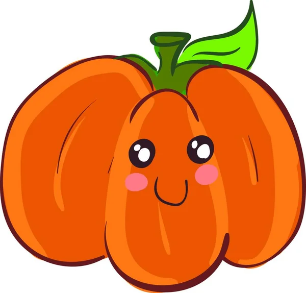 Cute Large Pumpkin Placed Ground Having Smile Face Vector Color — Stock Vector
