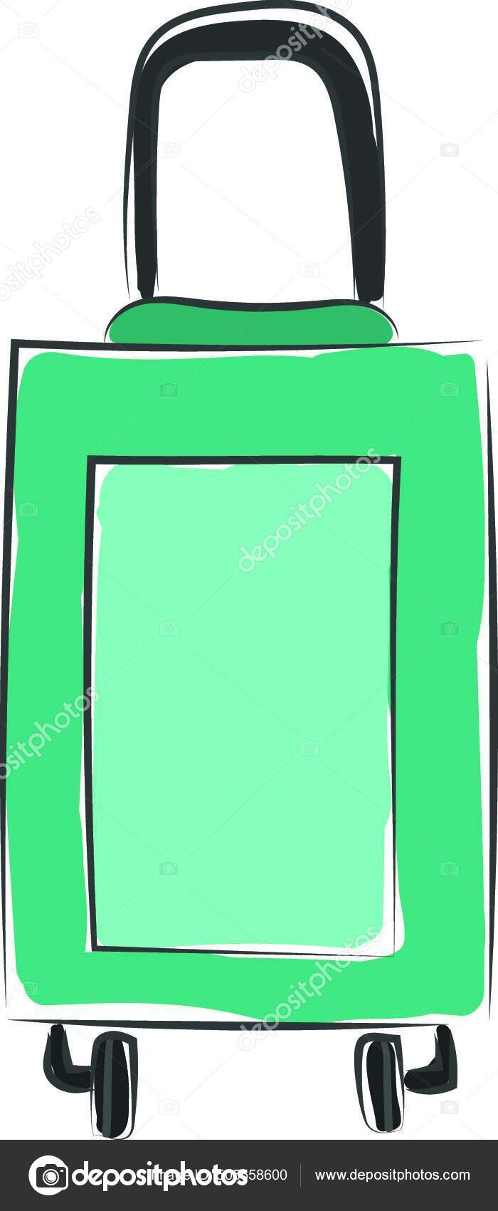 Una Maleta Grande Color Verde Con Mango Corto Para Llevarlo Vector