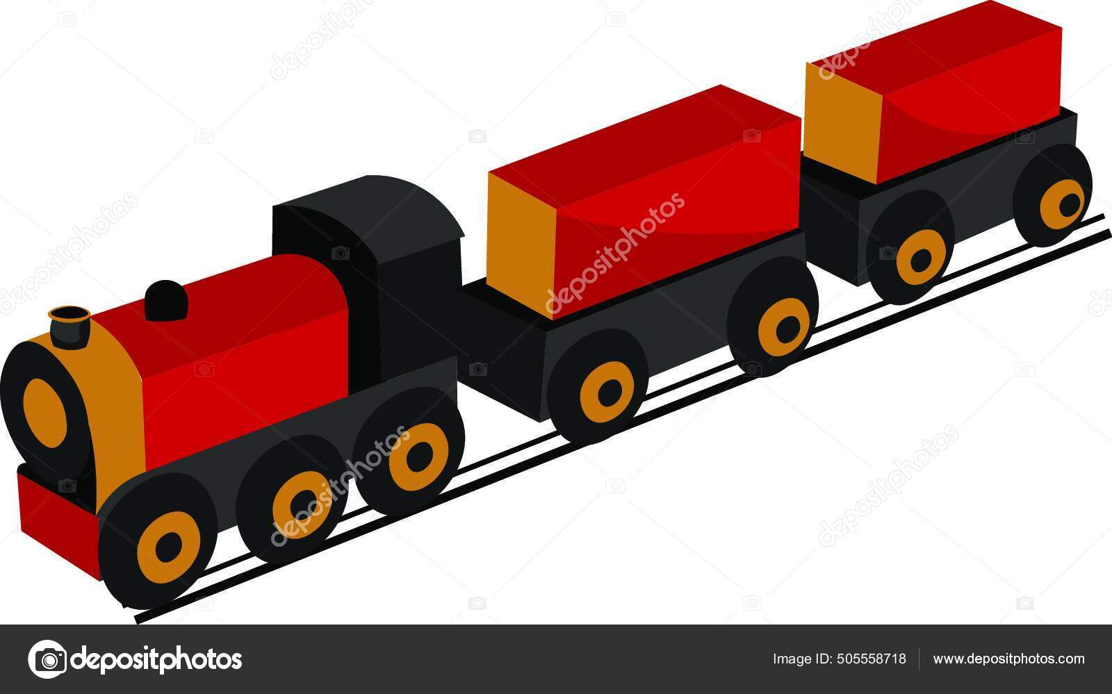 Smart Toy Train Red Black Color Which Running Track Vector Stock