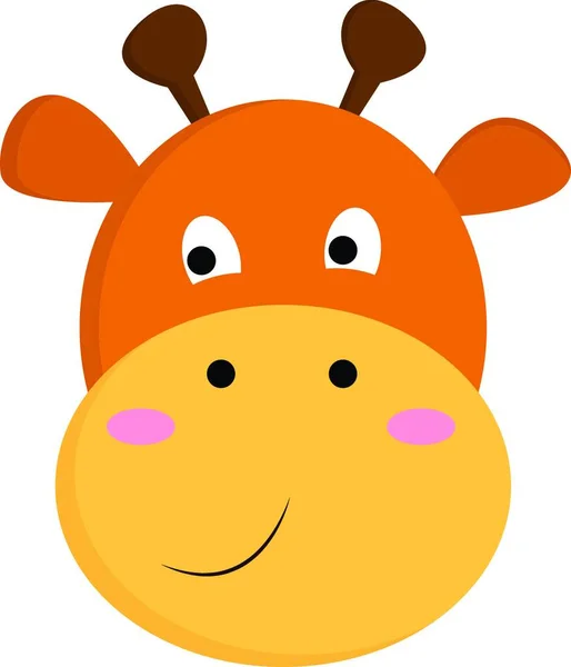 Eine Glückliche Cartoon Giraffe Mit Zwei Hörnern Und Zwei Ohren — Stockvektor