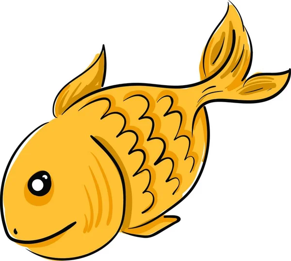 Ein Goldener Fisch Mit Schwarzen Augen Schwimmt Frei Fluss Vektor — Stockvektor