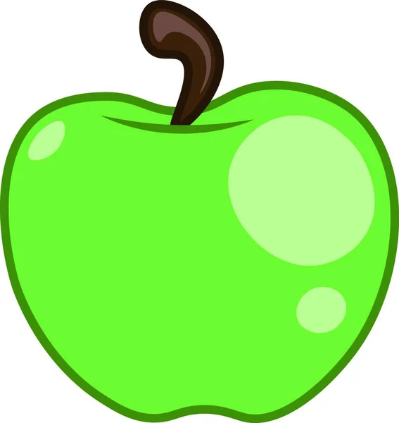 Una Manzana Verde Jugosa Madura Grande Que Cuelga Dibujo Ilustración — Archivo Imágenes Vectoriales