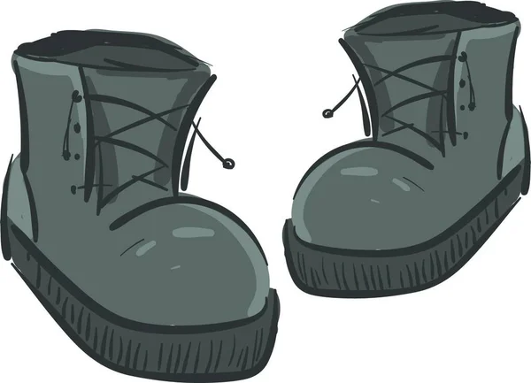 一种大的灰色靴子 有花边的细部 男女均可使用 用于矢量彩绘或图解 — 图库矢量图片