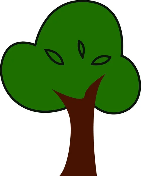 Gran Árbol Lustroso Con Tronco Marrón Montón Hojas Verdes Frescas — Vector de stock