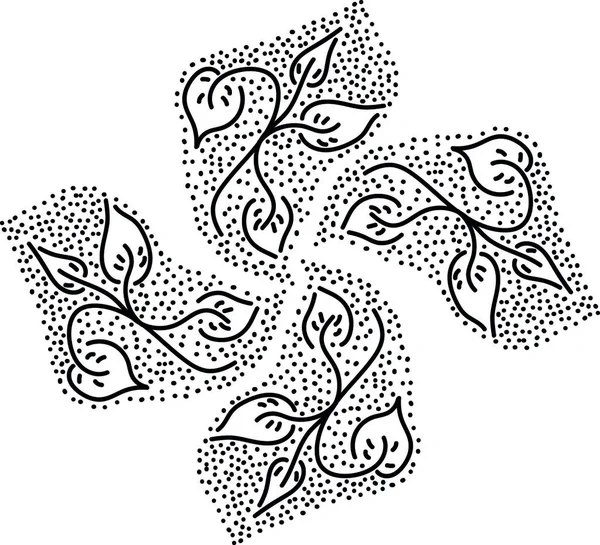 Flores Hojas Diseñadas Blanco Negro Llenas Texturas Mínimas Garabatos Dibujo — Vector de stock