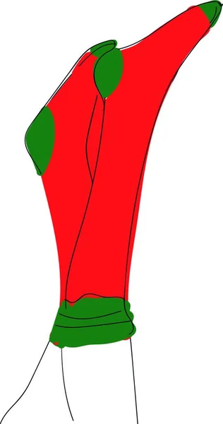 Человеческие Ноги Вертикальном Положении Красных Розовых Носках Векторного Цвета Рисунок — стоковый вектор
