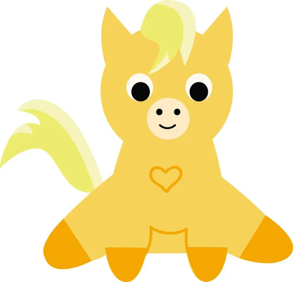 Poni Lindo Color Amarillo Sonríe Tiene Corazón Impreso Dibujo Ilustración — Vector de stock