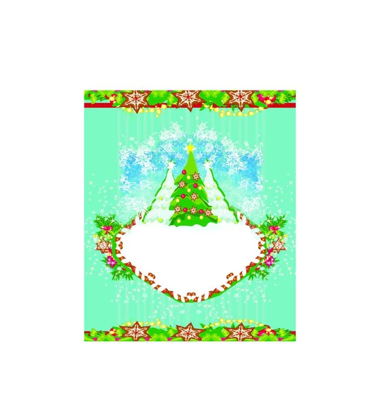 Carte Noel Avec Sapin Les Flocons Neige — Image vectorielle