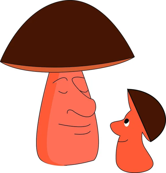 Mignon Papa Fils Champignons Souriant Tandis Que Visage Autre Sont — Image vectorielle