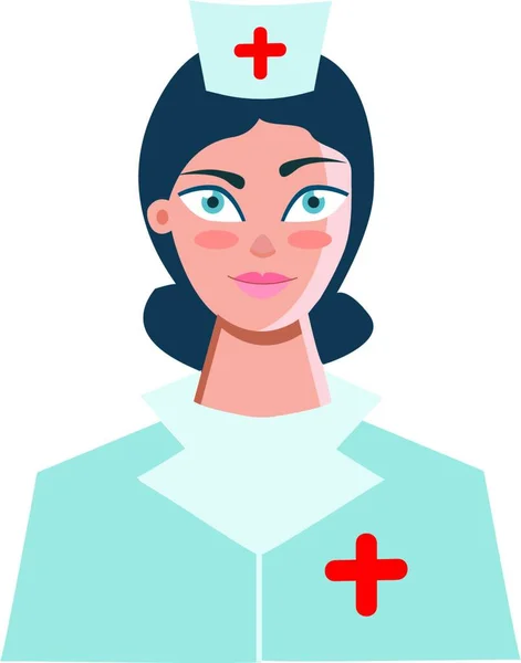 Uma Enfermeira Hospital Vestida Com Seu Uniforme Com Sinal Mais — Vetor de Stock