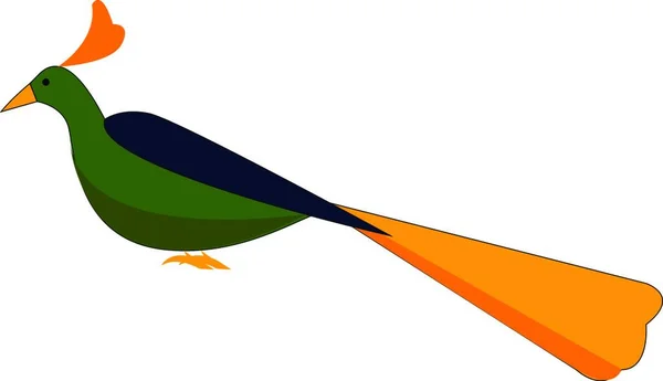 Söt Liten Flerfärgad Elegant Påfågel Sittande Hållning Har Hjärtformad Orange — Stock vektor