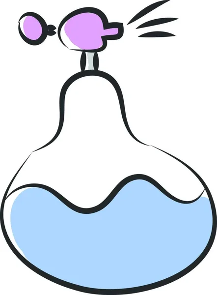 Klassisk Parfymflaska Med Lila Färgad Spray Atomizer Innehåller Blå Färgad — Stock vektor