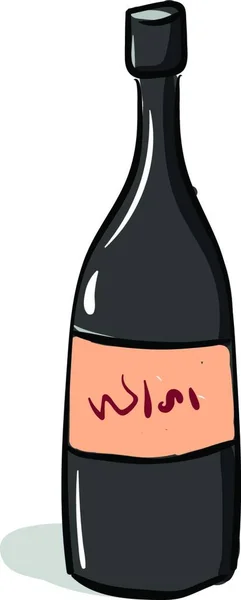 Uma Garrafa Vinho Tinto Desenhos Animados Com Ponto Exclamação Cor —  Vetores de Stock