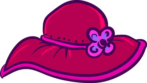Ein Rosafarbener Hut Hat Eine Künstliche Blume Die Einem Schleifenartigen — Stockvektor