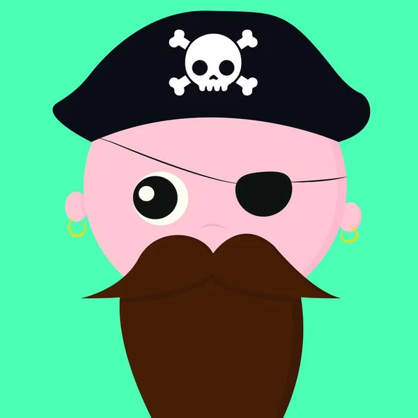 Mignon Visage Pirate Avec Des Boucles Oreilles Couvre Ses Yeux — Image vectorielle