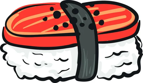 Clipart Sushi Multicolor Blanco Gris Anaranjado Famoso Plato Japonés Hecho — Vector de stock