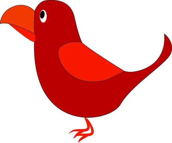Милий Маленький Червоно Кольоровий Мультяшний Птах Має Овальну Форму Тіла — стоковий вектор