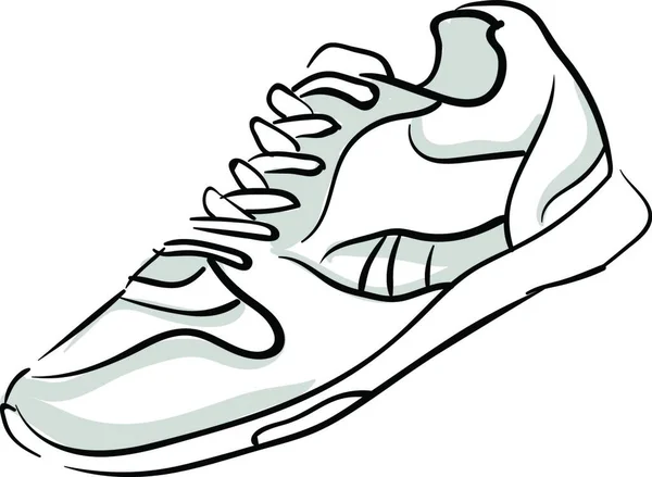 白色鞋带系在白色背景矢量彩绘或插图上的灰色和白色单鞋 — 图库矢量图片