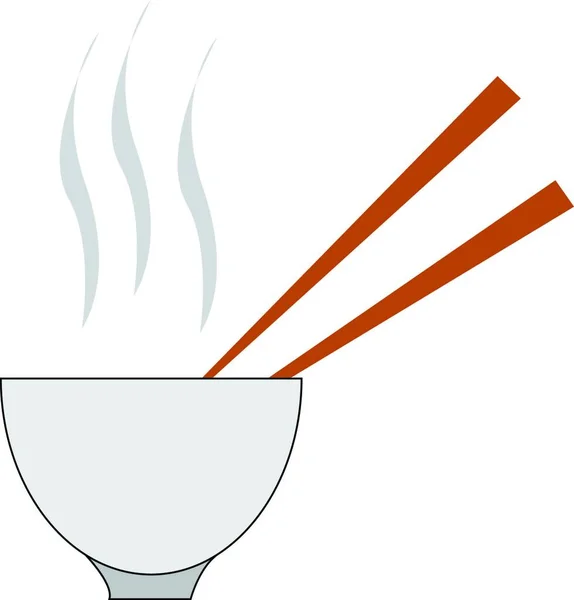 美味的热汤 白碗里有两个褐色汤匙 是用粘土制成的 准备好了矢量彩绘或插图 — 图库矢量图片