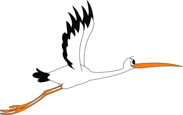Clipart Eines Stockvogels Flug Schwarz Weißer Farbe Hat Einen Langen — Stockvektor