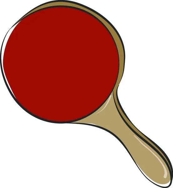 茶色のハンドルを持つ赤いテーブルテニスラケットのクリップは プレーヤーのベクトルカラーの描画やイラストで再生しながら テニスボールを打つ準備ができている — ストックベクタ