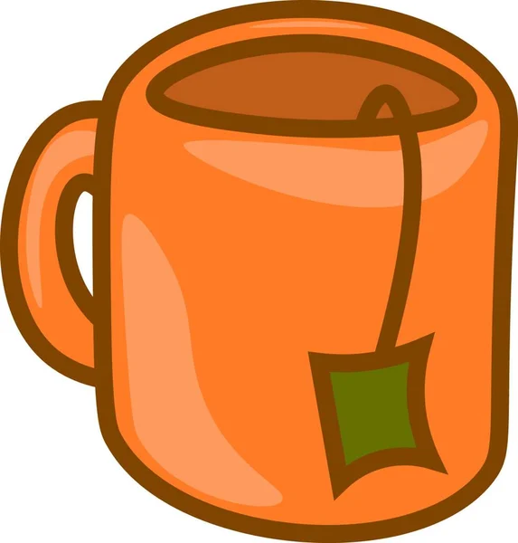 Herbata Torba Zanurzona Pomarańczowym Kubku Herbaty Zawierającej Mleko Jest Gotowa — Wektor stockowy