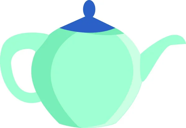 Egy Kék Színű Teáskanna Ügyfele Melynek Fogantyúja Fedele Tea Kávéalapú — Stock Vector