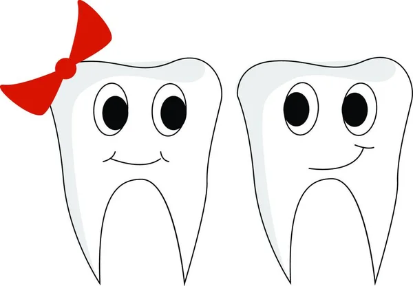 Clipart Par Dientes Encuentra Cerca Uno Del Otro Macho Con — Archivo Imágenes Vectoriales