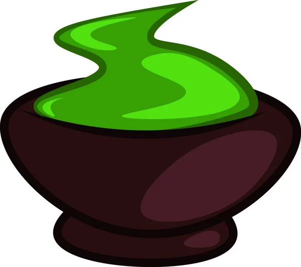 Коричневого Цвета Глиняная Чаша Наполненная Васаби Японское Растение Толстым Зеленым — стоковый вектор