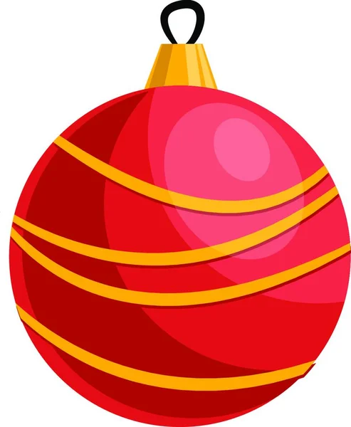Rood Geel Kerst Decoratie Bal Vector Illustratie Een Witte Achtergrond — Stockvector