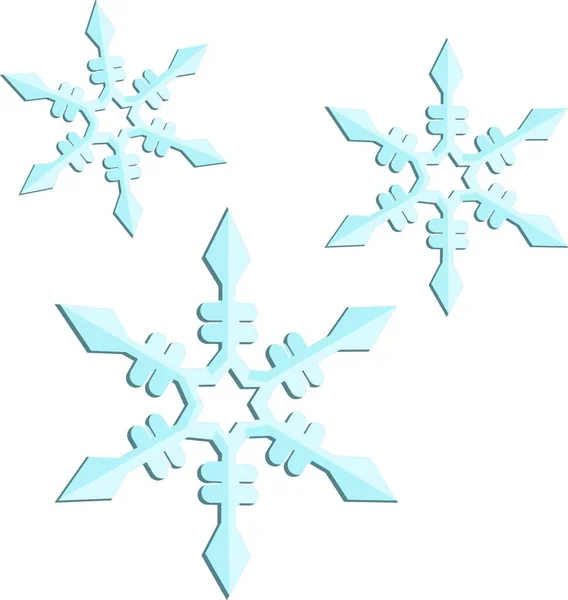 Drei Schneeflocken Vektor Illustration Auf Weißem Hintergrund — Stockvektor
